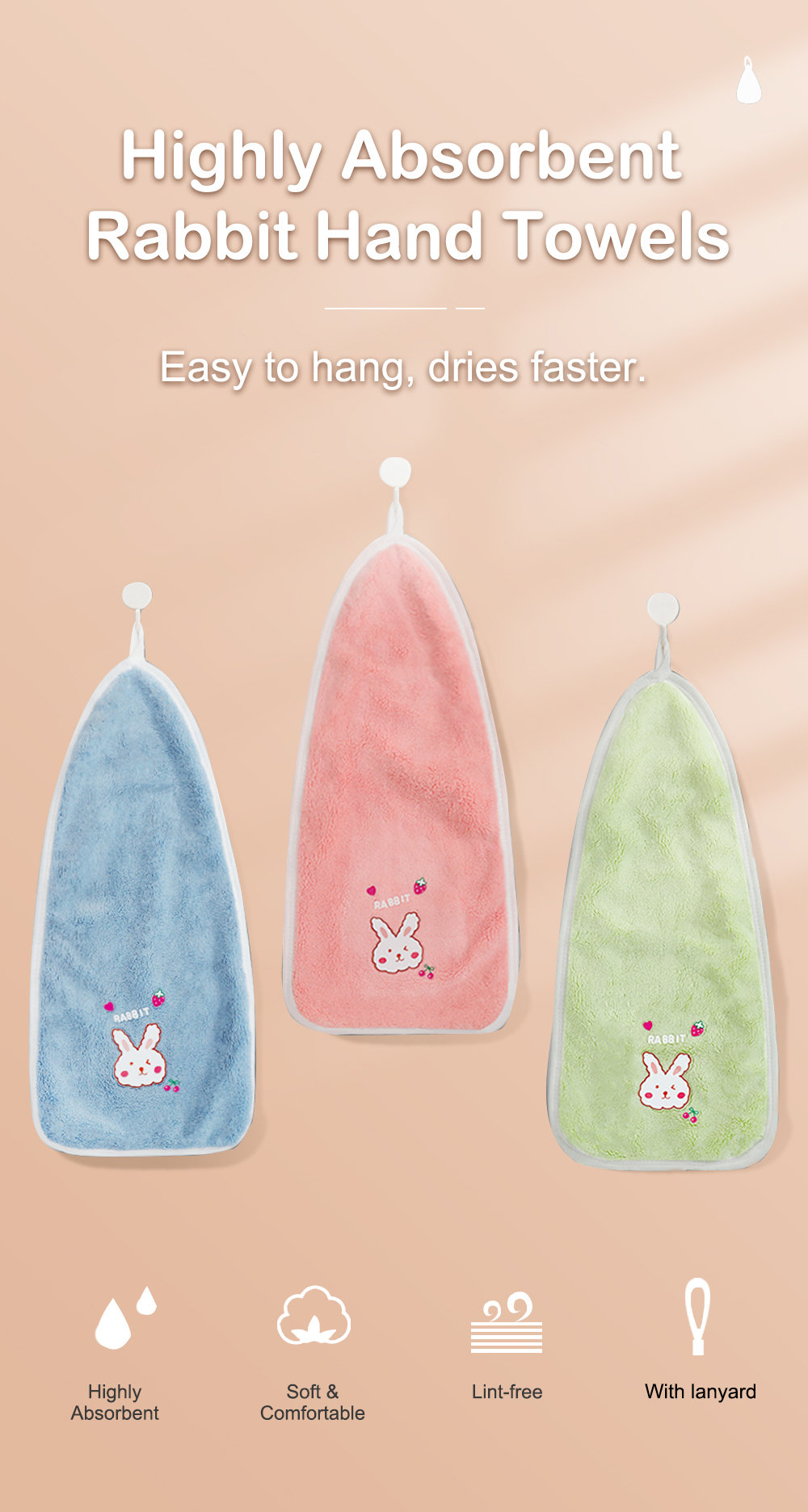 Highly Absorbent Bunny Hand Towels-1